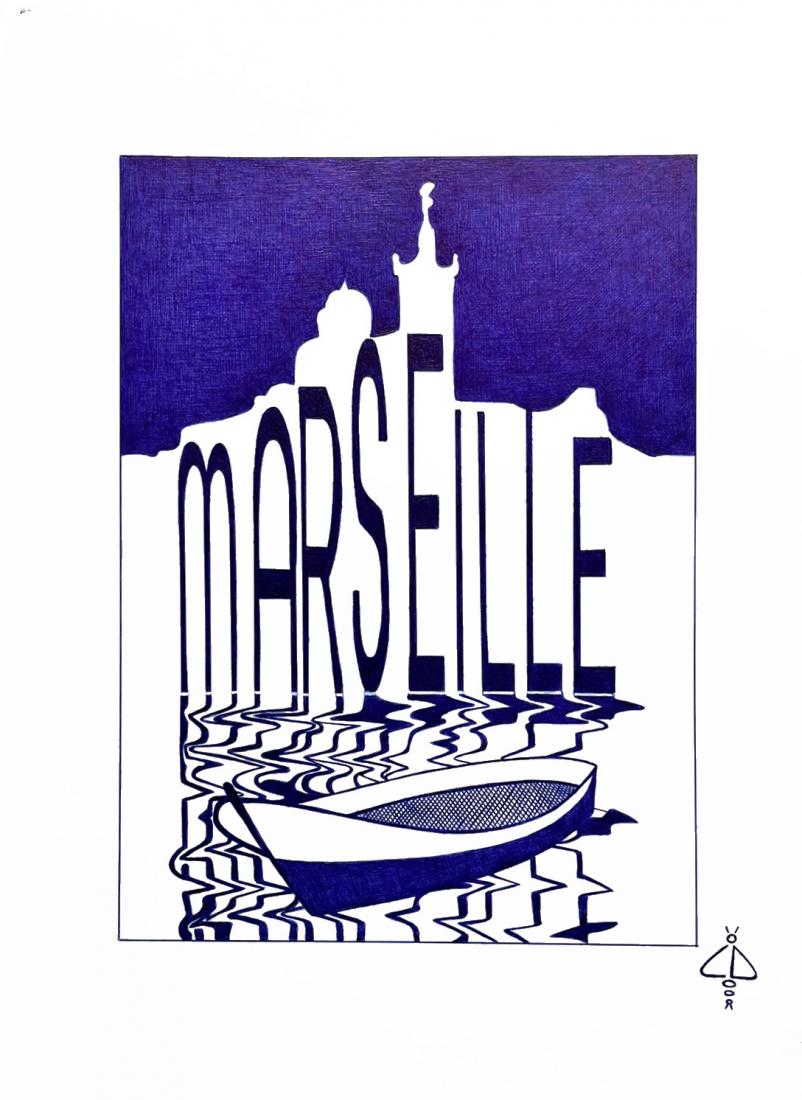 Affiche Marseille au stylo Bic1