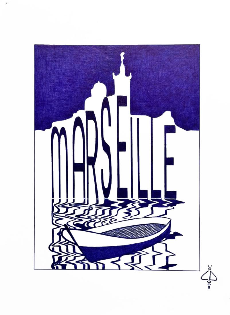 Affiche Marseille au stylo Bic1